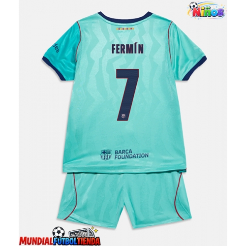 Camiseta Barcelona Fermin Lopez #7 Tercera Equipación Replica 2026-27 para niños mangas cortas (+ Pantalones cortos)